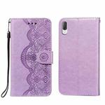 For Sony Xperia L3 Flower Vine Embossing Pattern Horizontal Flip Leather Case with Card Slot & Holder & Wallet & Lanyard(Purple)