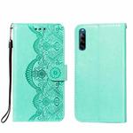 For Sony Xperia L4 Flower Vine Embossing Pattern Horizontal Flip Leather Case with Card Slot & Holder & Wallet & Lanyard(Green)