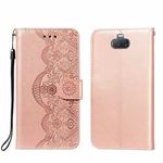 For Sony Xperia 20 Flower Vine Embossing Pattern Horizontal Flip Leather Case with Card Slot & Holder & Wallet & Lanyard(Rose Gold)