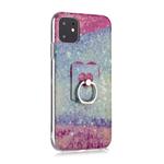 For iPhone 11 Pro Max Coloured Drawing Pattern IMD Workmanship Soft TPU Protective Case With Holder(Red Heart)