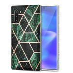 For Samsung Galaxy Note10 Electroplating Stitching Marbled IMD Stripe Straight Edge Rubik Cube Phone Protective Case(Emerald Green)
