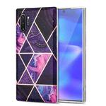 For Samsung Galaxy Note10+ Electroplating Stitching Marbled IMD Stripe Straight Edge Rubik Cube Phone Protective Case(Dark Purple)