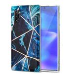 For Samsung Galaxy Note10+ Electroplating Stitching Marbled IMD Stripe Straight Edge Rubik Cube Phone Protective Case(Blue)