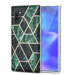 For Samsung Galaxy Note10+ Electroplating Stitching Marbled IMD Stripe Straight Edge Rubik Cube Phone Protective Case(Emerald Green)