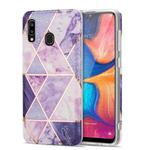 For Samsung Galaxy A20 / A30 Electroplating Stitching Marbled IMD Stripe Straight Edge Rubik Cube Phone Protective Case(Light Purple)