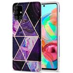 For Samsung Galaxy A71 Electroplating Stitching Marbled IMD Stripe Straight Edge Rubik Cube Phone Protective Case(Dark Purple)