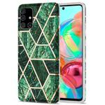 For Samsung Galaxy A71 Electroplating Stitching Marbled IMD Stripe Straight Edge Rubik Cube Phone Protective Case(Emerald Green)