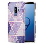 For Samsung Galaxy S9+ Electroplating Stitching Marbled IMD Stripe Straight Edge Rubik Cube Phone Protective Case(Light Purple)