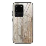 For Samsung Galaxy S20 Plus Wood Grain Glass Protective Case(M04)