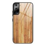 For Samsung Galaxy S21 5G Wood Grain Glass Protective Case(M03)