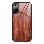 For Samsung Galaxy S21 5G Wood Grain Glass Protective Case(M05)