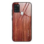For Samsung Galaxy A21s Wood Grain Glass Protective Case(M05)