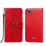 For Xiaomi Redmi 6 Flower Vine Embossing Pattern Horizontal Flip Leather Case with Card Slot & Holder & Wallet & Lanyard(Red)
