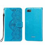 For Xiaomi Redmi 6 Flower Vine Embossing Pattern Horizontal Flip Leather Case with Card Slot & Holder & Wallet & Lanyard(Blue)