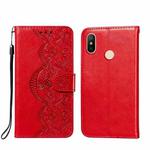 For Xiaomi Redmi 6 Pro / Mi A2 Lite Flower Vine Embossing Pattern Horizontal Flip Leather Case with Card Slot & Holder & Wallet & Lanyard(Red)