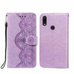 For Xiaomi Redmi 7 Flower Vine Embossing Pattern Horizontal Flip Leather Case with Card Slot & Holder & Wallet & Lanyard(Purple)