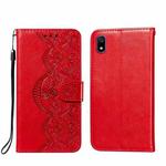 For Xiaomi Redmi 7A Flower Vine Embossing Pattern Horizontal Flip Leather Case with Card Slot & Holder & Wallet & Lanyard(Red)