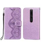 For Xiaomi Redmi 8 Flower Vine Embossing Pattern Horizontal Flip Leather Case with Card Slot & Holder & Wallet & Lanyard(Purple)