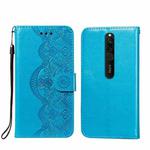 For Xiaomi Redmi 8 Flower Vine Embossing Pattern Horizontal Flip Leather Case with Card Slot & Holder & Wallet & Lanyard(Blue)