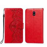 For Xiaomi Redmi 8A Flower Vine Embossing Pattern Horizontal Flip Leather Case with Card Slot & Holder & Wallet & Lanyard(Red)