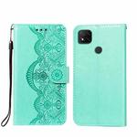 For Xiaomi Redmi 9C Flower Vine Embossing Pattern Horizontal Flip Leather Case with Card Slot & Holder & Wallet & Lanyard(Green)