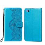 For Xiaomi Redmi Go Flower Vine Embossing Pattern Horizontal Flip Leather Case with Card Slot & Holder & Wallet & Lanyard(Blue)