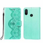 For Xiaomi Redmi Note 6 / Note 6 Pro Flower Vine Embossing Pattern Horizontal Flip Leather Case with Card Slot & Holder & Wallet & Lanyard(Green)