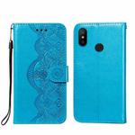For Xiaomi Redmi Note 6 / Note 6 Pro Flower Vine Embossing Pattern Horizontal Flip Leather Case with Card Slot & Holder & Wallet & Lanyard(Blue)