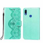 For Xiaomi Redmi Note 7 Flower Vine Embossing Pattern Horizontal Flip Leather Case with Card Slot & Holder & Wallet & Lanyard(Green)