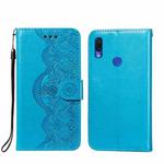 For Xiaomi Redmi Note 7 Flower Vine Embossing Pattern Horizontal Flip Leather Case with Card Slot & Holder & Wallet & Lanyard(Blue)