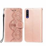 For Xiaomi Mi CC9e / Mi A3 Flower Vine Embossing Pattern Horizontal Flip Leather Case with Card Slot & Holder & Wallet & Lanyard(Rose Gold)