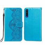 For Xiaomi Mi CC9e / Mi A3 Flower Vine Embossing Pattern Horizontal Flip Leather Case with Card Slot & Holder & Wallet & Lanyard(Blue)