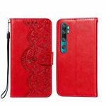 For Xiaomi Mi CC9 Pro / Mi Note 10 Flower Vine Embossing Pattern Horizontal Flip Leather Case with Card Slot & Holder & Wallet & Lanyard(Red)