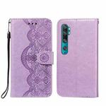 For Xiaomi Mi CC9 Pro / Mi Note 10 Flower Vine Embossing Pattern Horizontal Flip Leather Case with Card Slot & Holder & Wallet & Lanyard(Purple)