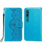 For Xiaomi Mi CC9 Pro / Mi Note 10 Flower Vine Embossing Pattern Horizontal Flip Leather Case with Card Slot & Holder & Wallet & Lanyard(Blue)