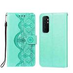 For Xiaomi Mi Note 10 Lite Flower Vine Embossing Pattern Horizontal Flip Leather Case with Card Slot & Holder & Wallet & Lanyard(Green)