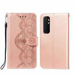 For Xiaomi Mi Note 10 Lite Flower Vine Embossing Pattern Horizontal Flip Leather Case with Card Slot & Holder & Wallet & Lanyard(Rose Gold)