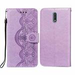 For Nokia 2.3 Flower Vine Embossing Pattern Horizontal Flip Leather Case with Card Slot & Holder & Wallet & Lanyard(Purple)