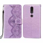 For Nokia 4.2 Flower Vine Embossing Pattern Horizontal Flip Leather Case with Card Slot & Holder & Wallet & Lanyard(Purple)