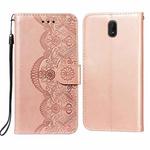 For Nokia C1 Flower Vine Embossing Pattern Horizontal Flip Leather Case with Card Slot & Holder & Wallet & Lanyard(Rose Gold)