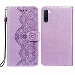 For Samsung Galaxy Note10 Flower Vine Embossing Pattern Horizontal Flip Leather Case with Card Slot & Holder & Wallet & Lanyard(Purple)