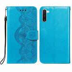 For Samsung Galaxy Note10 Flower Vine Embossing Pattern Horizontal Flip Leather Case with Card Slot & Holder & Wallet & Lanyard(Blue)