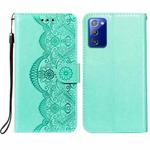 For Samsung  Galaxy Note20 Flower Vine Embossing Pattern Horizontal Flip Leather Case with Card Slot & Holder & Wallet & Lanyard(Green)