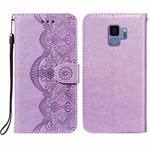 For Samsung  Galaxy S9 Flower Vine Embossing Pattern Horizontal Flip Leather Case with Card Slot & Holder & Wallet & Lanyard(Purple)