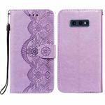 For Samsung  Galaxy S10e Flower Vine Embossing Pattern Horizontal Flip Leather Case with Card Slot & Holder & Wallet & Lanyard(Purple)