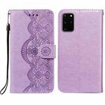 For Samsung Galaxy S20 Plus Flower Vine Embossing Pattern Horizontal Flip Leather Case with Card Slot & Holder & Wallet & Lanyard(Purple)