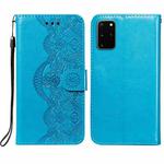 For Samsung Galaxy S20 Plus Flower Vine Embossing Pattern Horizontal Flip Leather Case with Card Slot & Holder & Wallet & Lanyard(Blue)