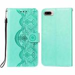 Flower Vine Embossing Pattern Horizontal Flip Leather Case with Card Slot & Holder & Wallet & Lanyard For iPhone 8 Plus & 7 Plus(Green)