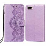 Flower Vine Embossing Pattern Horizontal Flip Leather Case with Card Slot & Holder & Wallet & Lanyard For iPhone 8 Plus & 7 Plus(Purple)