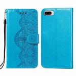 Flower Vine Embossing Pattern Horizontal Flip Leather Case with Card Slot & Holder & Wallet & Lanyard For iPhone 8 Plus & 7 Plus(Blue)